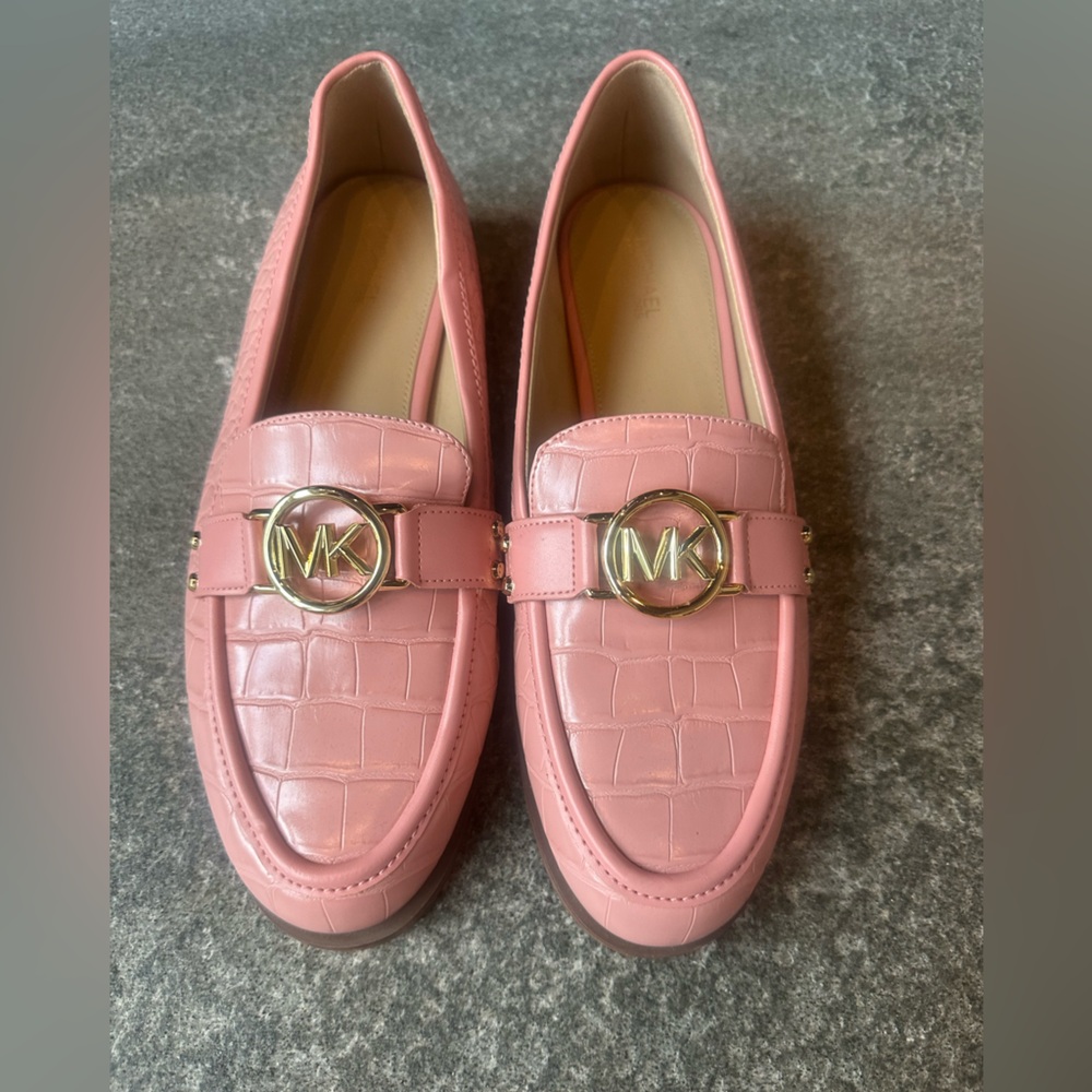 Michael Kors Croc-Embossed Pink Loafers